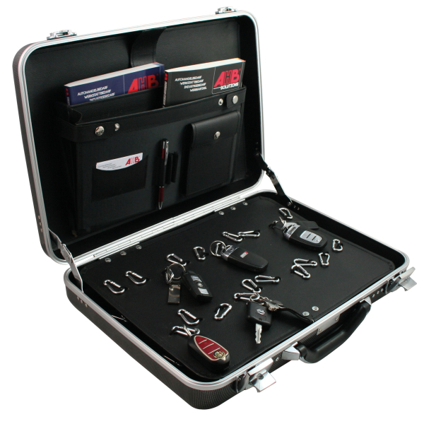 Schlüsselkoffer Premium für 60 Schlüssel, innenansicht, Karabinerhaken